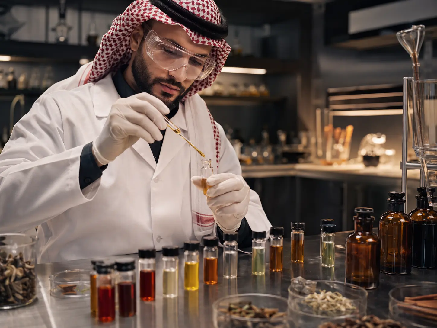 مختص سعودي يطوّر عينات نكهات غذائية سائلة داخل المختبر